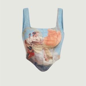 Graphic Denim Crop Top